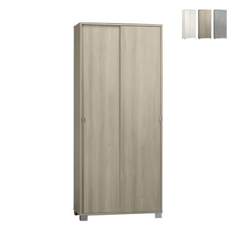 Armoire mobile polyvalente 8 étagères avec portes coulissantes Paco Promotion