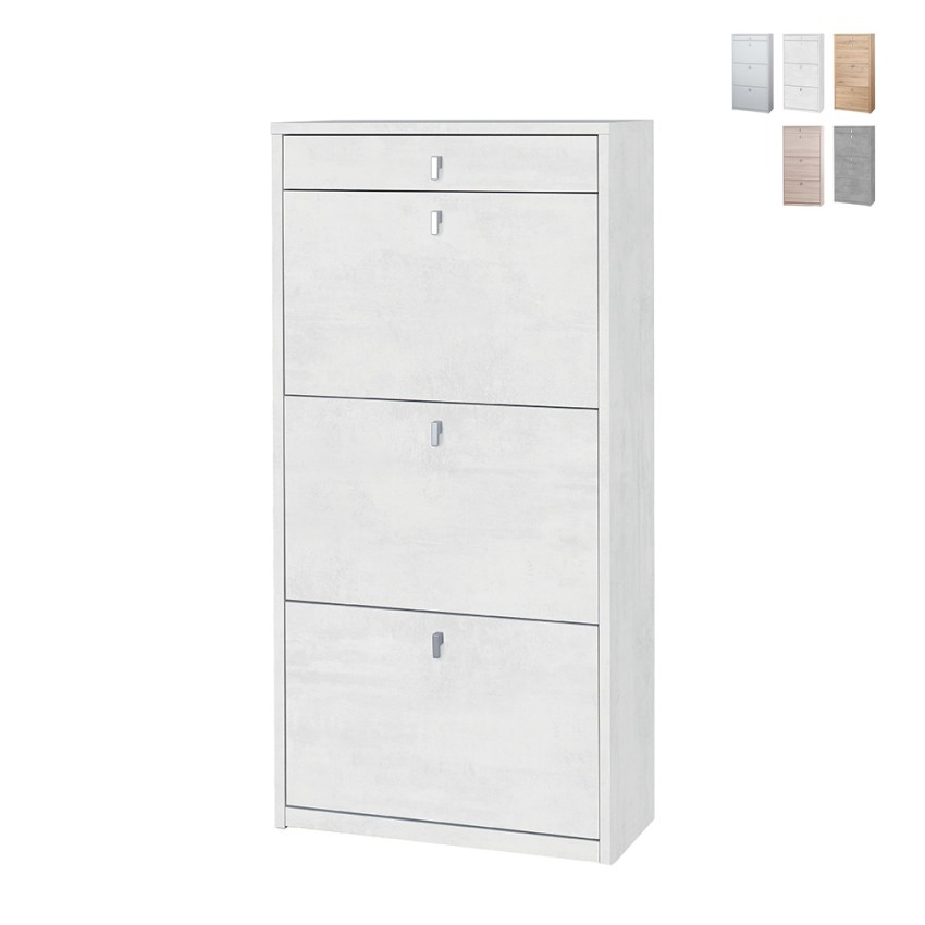 Meuble à chaussures d'entrée 3 portes avec tiroir pour 15 paires de chaussures Naky Vente