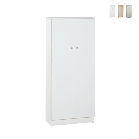 Armoire polyvalente 2 portes 3 étagères pour entrée ou séjour Kadir Promotion