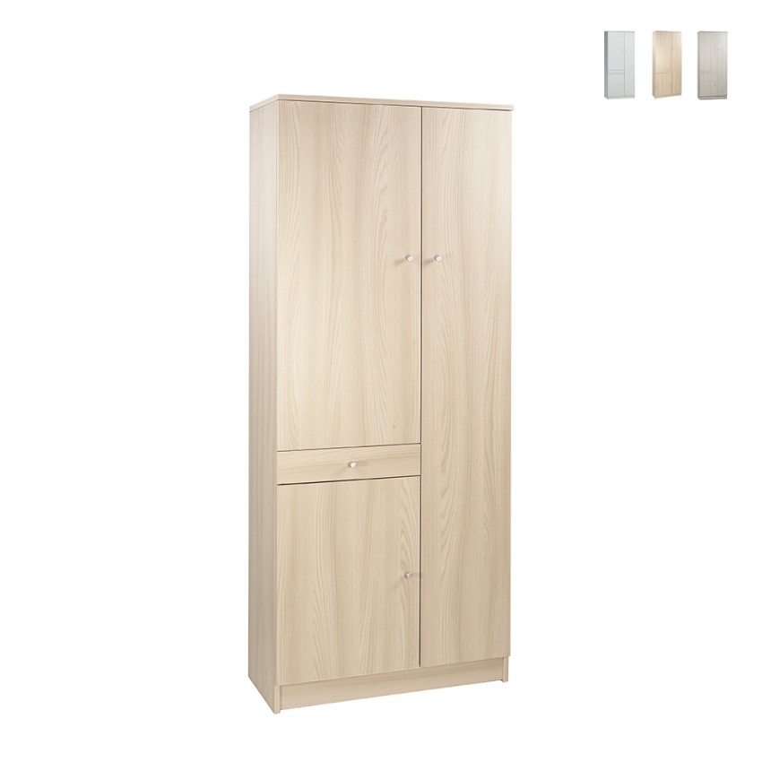 Armoire polyvalente 6 étagères avec tiroir 3 portes WIlton Promotion Armoire polyvalente 6 étagères avec tiroir 3 portes WIlton Promotion