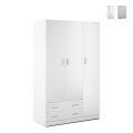 Armoire penderie moderne chambre 3 portes 2 tiroirs Mell Promotion