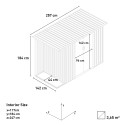 Tuinhuis schuur van gegalvaniseerd plaatstaal 257x142x184 cm Tyrol Afmetingen