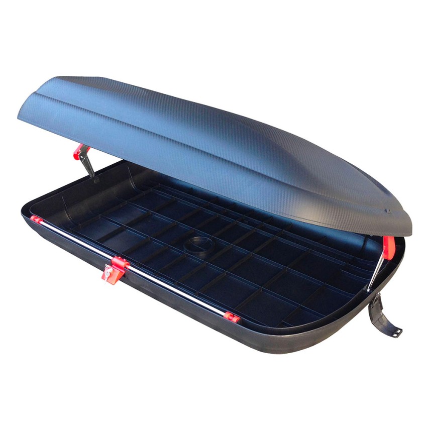 Carbon Look 400 Coffre de toit rigide universel pour barres de toit
