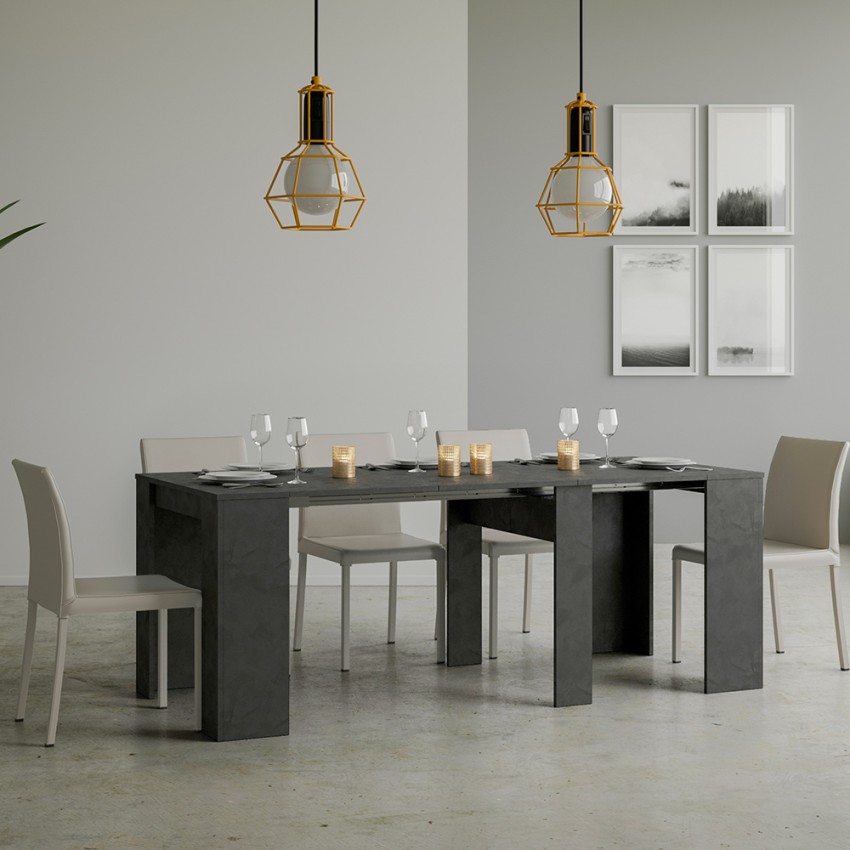 Uitschuifbare console tafel 90x48-308cm modern design antraciet Basic Report Aanbieding Uitschuifbare console tafel 90x48-308cm modern design antraciet Basic Report Aanbieding