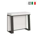 Table Console extensible 90x40-288cm avec rallonges design bois et métal blanc Asia Vente