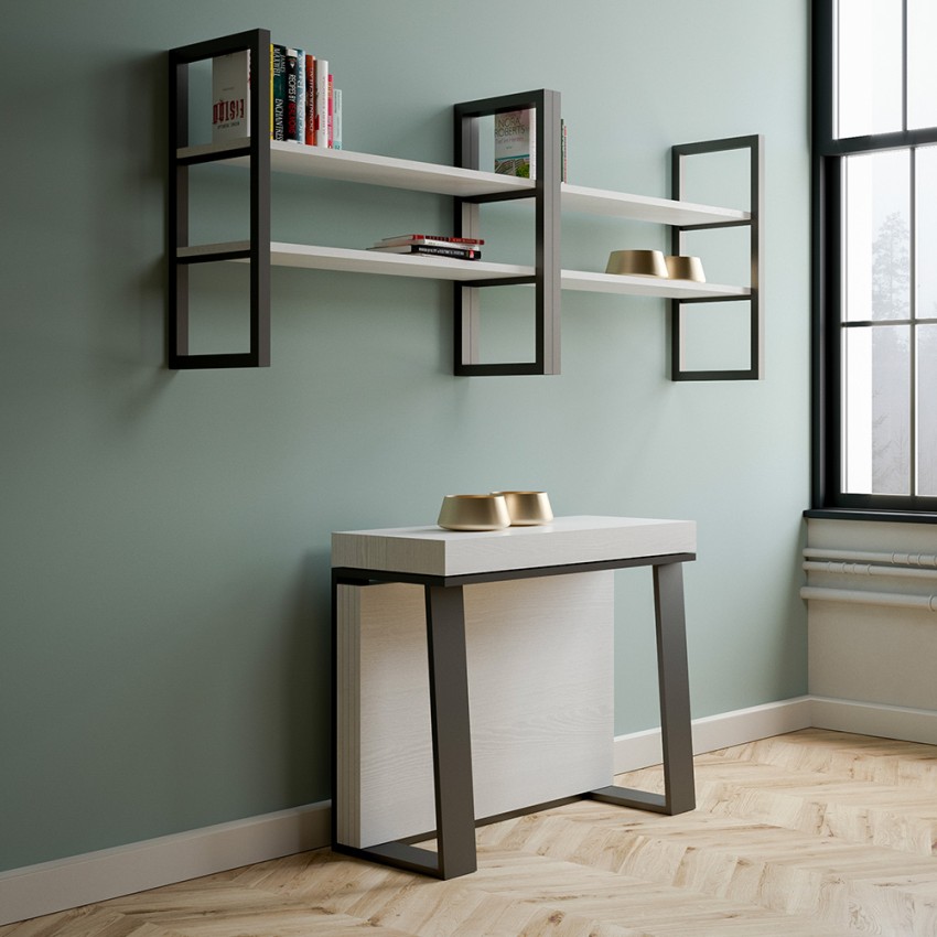 Uitschuifbare console 90x40-288cm witte design eettafel metaal Asia Aanbieding Uitschuifbare console 90x40-288cm witte design eettafel metaal Asia Aanbieding
