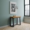 Console extensible design moderne avec rallonges 90x40-288cm bois métal Asia Oak Vente