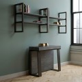 Uitschuifbare console 90x40-288cm modern grijs metaal Asia Concrete Aanbieding