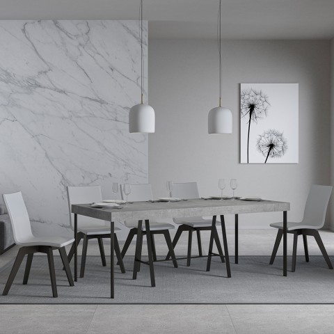 Table console extensible avec rallonges 90x40-300cm gris Banco Premium Concrete Promotion