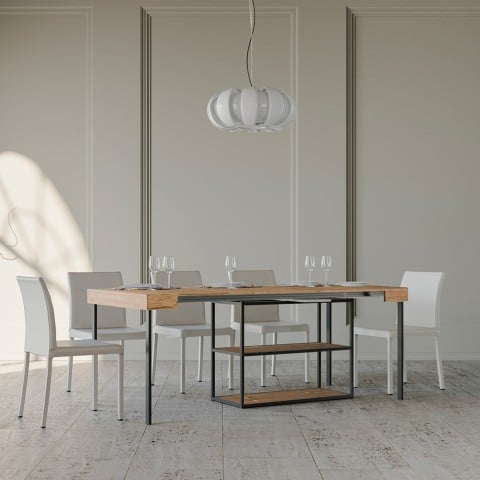 Table console de salle à manger extensible avec rallonges 90x40-196cm bois Plano Small Fir