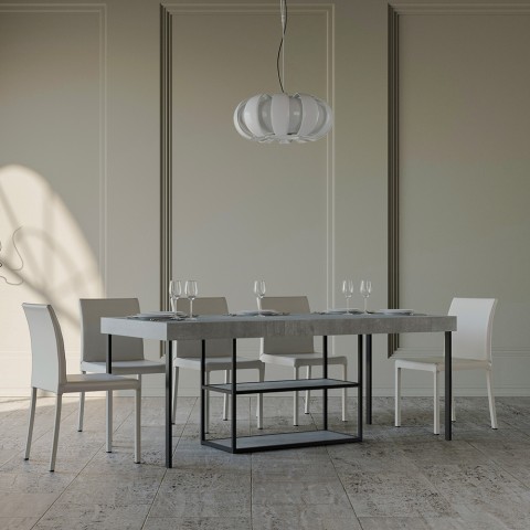 Table console extensible avec rallonges  90x40-300cm gris Plano Premium Concrete