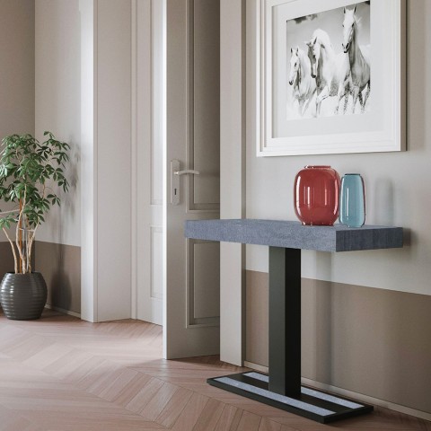 Table console grise avec rallonges extensible 90x40-300cm Capital Concrete Promotion