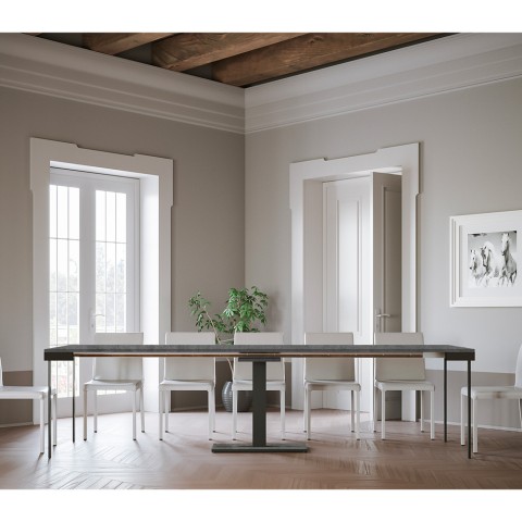 Table console extensible avec rallonges grise 90x40-300cm Capital Evolution Concrete Promotion