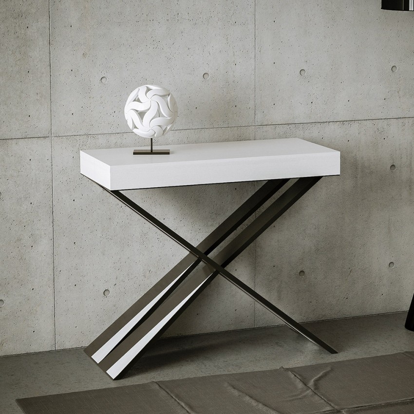 Uitschuifbare eettafel 90x40-196 cm wit hout Diago Small Aanbieding Uitschuifbare eettafel 90x40-196 cm wit hout Diago Small Aanbieding
