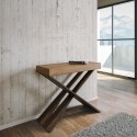 Table console extensible en bois couleur noyer 90x40-300cm Diago Premium Noix Promotion