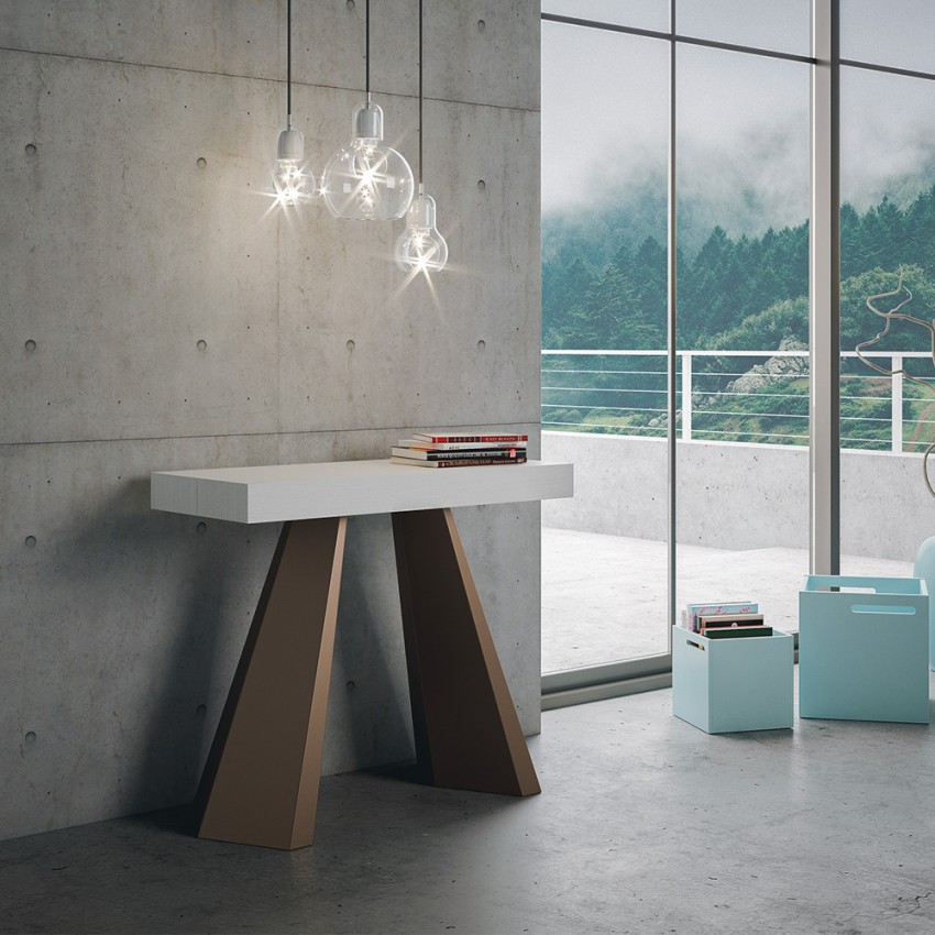 Uitbreidbare moderne witte tafelconsolle 90x40-300cm Diamante Aanbieding Uitbreidbare moderne witte tafelconsolle 90x40-300cm Diamante Aanbieding