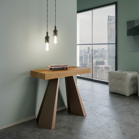 Console extensible en bois 90x40-300cm table moderne Diamante Oak Promotion