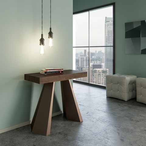 Table console extensible en bois de noyer 90x40-300cm Diamante Premium Noix Promotion