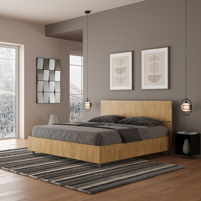 Moderne houten tweepersoonsbed met opbergruimte 160x190cm Demas Oak Aanbieding Moderne houten tweepersoonsbed met opbergruimte 160x190cm Demas Oak Aanbieding