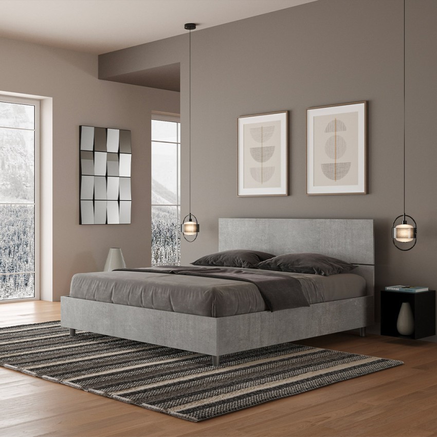 Grijs tweepersoonsbed met opbergruimte 160x190cm Demas Concrete Aanbieding Grijs tweepersoonsbed met opbergruimte 160x190cm Demas Concrete Aanbieding