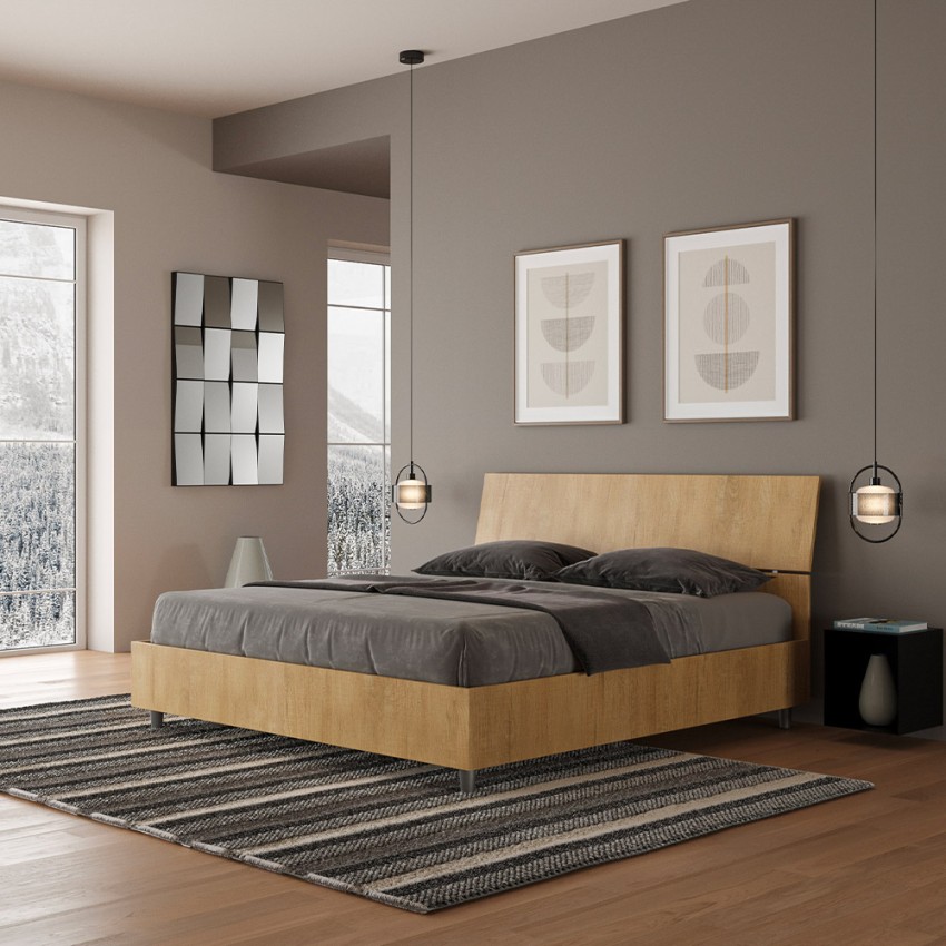 Houten tweepersoonsbed 160x190cm met opbergruimte Demas Nod Oak Aanbieding Houten tweepersoonsbed 160x190cm met opbergruimte Demas Nod Oak Aanbieding