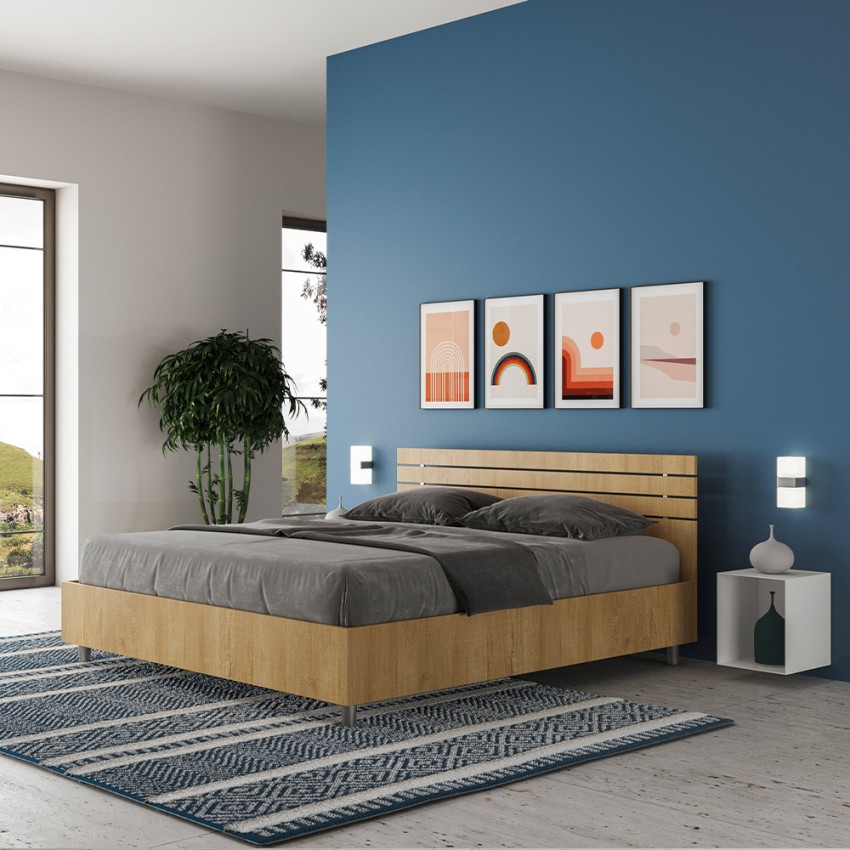 Houten tweepersoonsbed met opbergruimte en lattenbodem 160x190cm Ankel Oak Aanbieding Houten tweepersoonsbed met opbergruimte en lattenbodem 160x190cm Ankel Oak Aanbieding