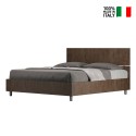 Tweepersoonsbed walnoothout met latten en rechte hoofdsteun 160x190 cm Demas D Noix Verkoop