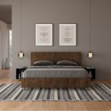 Tweepersoonsbed walnoothout met latten en rechte hoofdsteun 160x190 cm Demas D Noix Aanbieding
