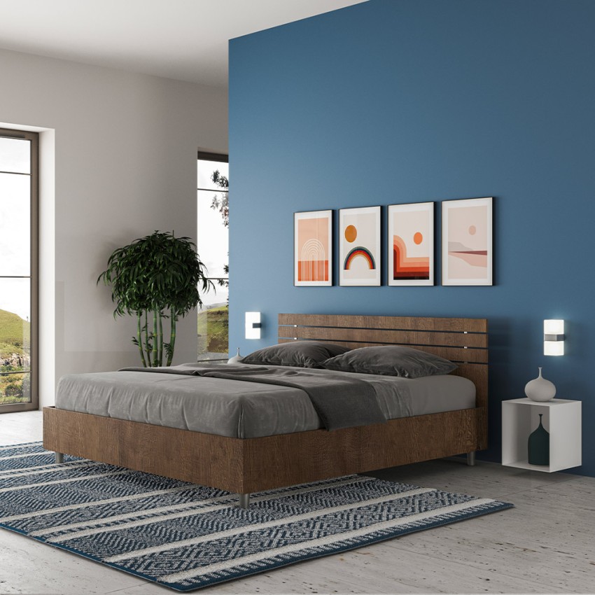 Tweepersoons bed walnoothout lattenbodem rechte hoofdbord 160x190cm Ankel D Noix Aanbieding Tweepersoons bed walnoothout lattenbodem rechte hoofdbord 160x190cm Ankel D Noix Aanbieding