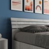 Lit double gris 160x190 cm tête de lit à lattes inclinées Ankel I Concrete Remises
