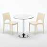 Table Ronde Blanche 70x70cm Avec 2 Chaises Colorées Grand Soleil Set Intérieur Bar Café Paris Long Island Dimensions