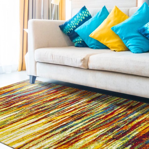 Tapis rectangulaire design moderne salon bureau Art Line Color Promotion