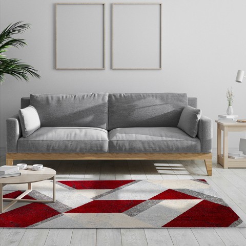 Tapis rectangulaire design moderne salon bureau Art Style Red