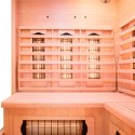 Sauna finlandais d'angle infrarouge en bois pour 3/4 places Apollon 3C Dimensions