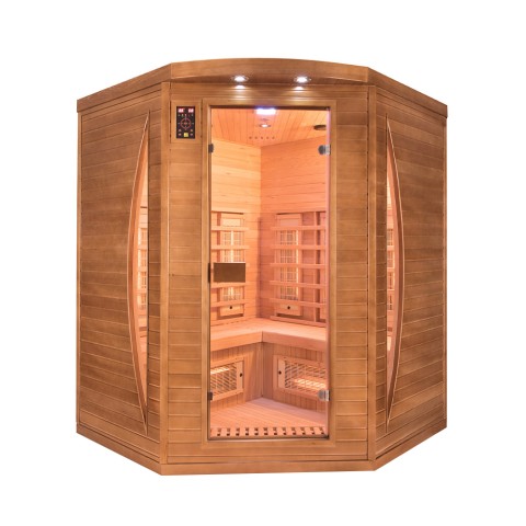 Sauna infrarouge finlandais d'angle 3 places à domicile Dual Healthy Spectra 4 Promotion