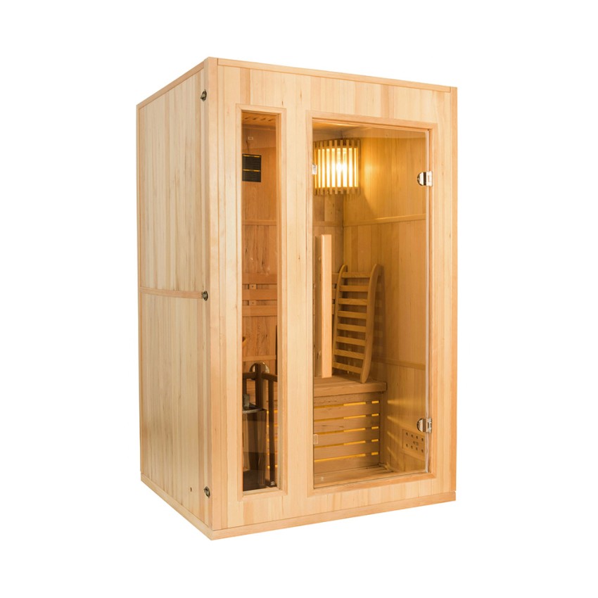 Sauna de maison en bois traditionnel finlandais 2 places avec poêle de 3.5 kW Zen 2 Promotion