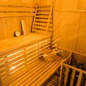 Sauna d'angle en bois finlandais 3 places poêle et pierre inclus Zen 3C Remises