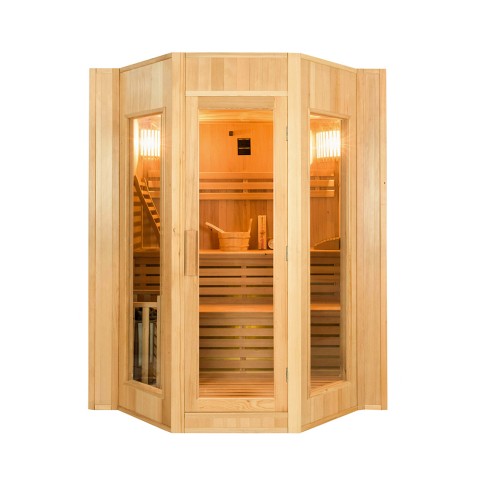 Traditionele Finse huiselijke sauna 4 zitplaatsen in hout Zen elektrische kachel 4 Aanbieding