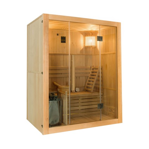 Sauna domestique finlandais traditionnel 3 places, poêle électrique 4,5 kW Sense 3