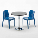 Ronde salontafel zwart 70x70 cm met stalen onderstel en 2 gekleurde stoelen Ice Cosmopolitan Kosten