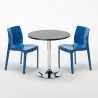 Ronde salontafel zwart 70x70 cm met stalen onderstel en 2 gekleurde stoelen Ice Cosmopolitan Kosten