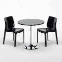 Table Ronde Noire 70x70cm Avec 2 Chaises Colorées Grand Soleil Set Intérieur Bar Café Ice Cosmopolitan Prix
