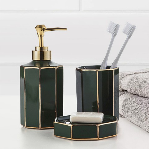 Ensemble d'accessoires de salle de bain, porte-brosse à dents, distributeur de savon, brosse de toilette Emerald