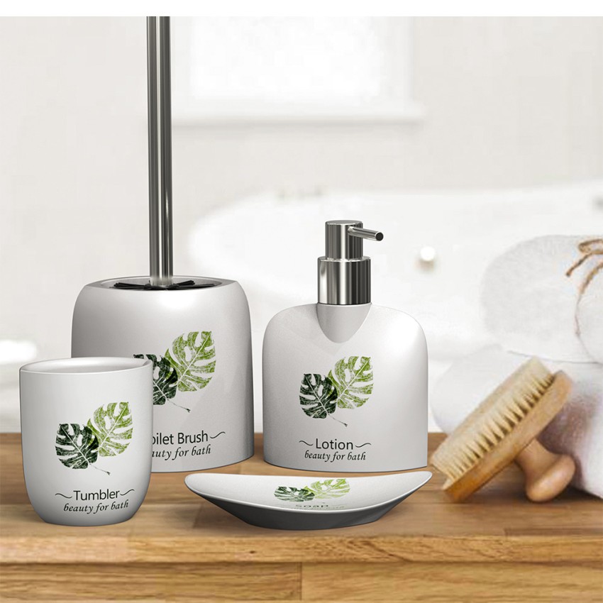 Uitgang Vermenigvuldiging Geven Palm badkamer accessoire set zeepdispenser tandenborstel dispenser  toiletborstelgarnituur