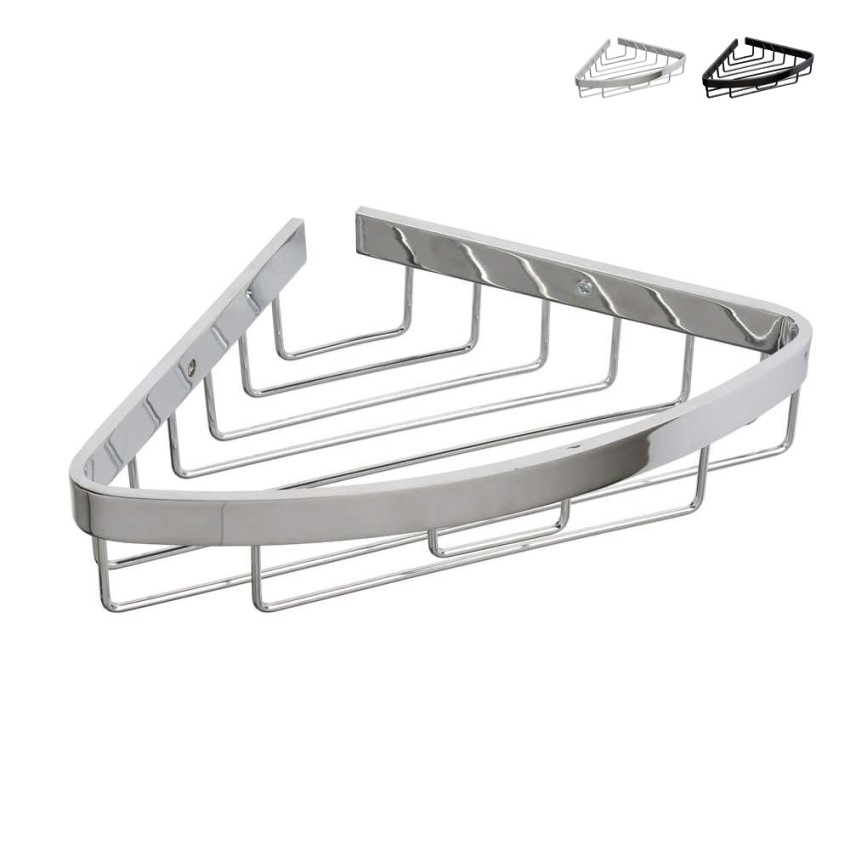 Zwarte hoekdoucheplank met chromen aluminiummand Attractive Aanbieding