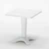 Vierkante salontafel wit 70x70 cm met stalen onderstel en 2 gekleurde stoelen Ice Patio 