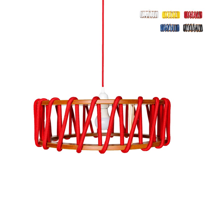 Hanglamp plafond Macaron stoffen koordlampenkap D45 Aanbod Hanglamp plafond Macaron stoffen koordlampenkap D45 Aanbod