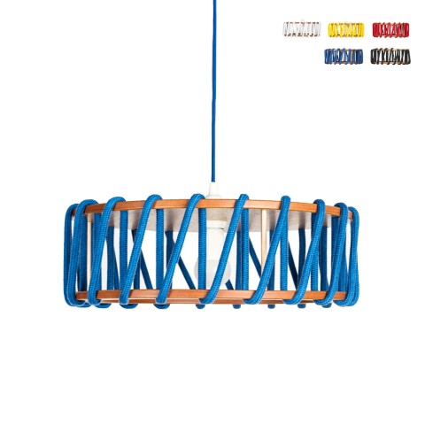 Plafonnier suspension abat-jour corde tissu Macaron D45