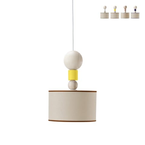 Lampe Suspendue design en bois et tissu Spiedino 24D