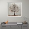 Handgeschilderd canvas schilderij zilveren boom lijst 100x100 cm W641 Aanbieding